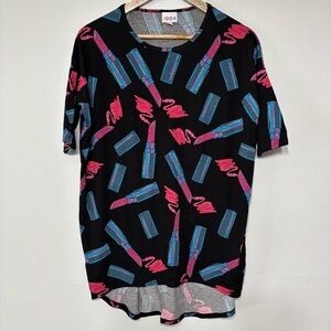 Lularoe Oversized Novelty Lip Stick Print Irma Top Size XXS